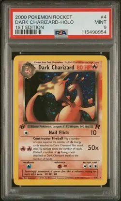 2000 Pokemon Dark Charizard 1st Edition PSA 9 MINT HOLO #4/82 Team Rocket - Image 1
