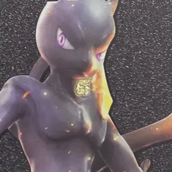Pokemon Mewtwo GX 300hp Black Vinyl Gold Foil Fan Art Collector Card TCG - Image 3