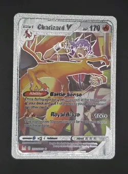 Pokemon Charizard V 170hp Silver Foil Fan Art Collector Card TCG - Image 1