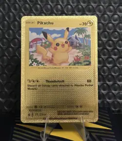 Pokemon Pikachu 70hp Gold Foil Fan Art Collector Card TCG - Image 1