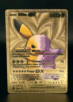 Pokemon Ditto GX 172hp Gold Foil Fan Art Collector Card TCG Pikachu - Image 1