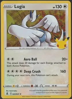 LUGIA 022/025 Celebrations Holo Rare Pokemon 25th Anniversary TCG LP - Image 1
