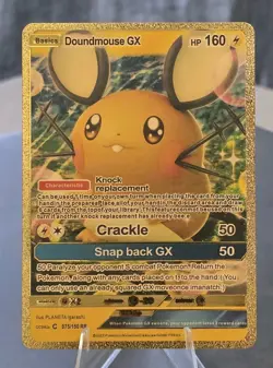 Pokemon Doundmouse GX 160hp Gold Foil Fan Art Collector Card TCG - Image 1