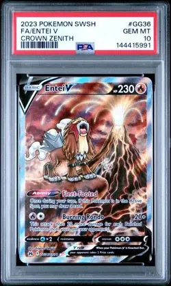 PSA 10 Entei V GG36/GG70 Pokemon Crown Zenith Galarian Gallery Sword Shield - Image 1