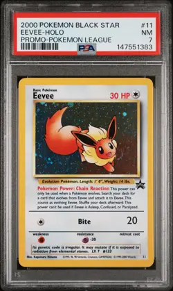 2000 POKEMON PROMO BLACK STAR 11 EEVEE-HOLO POKEMON LEAGUE PSA 7 - Image 1