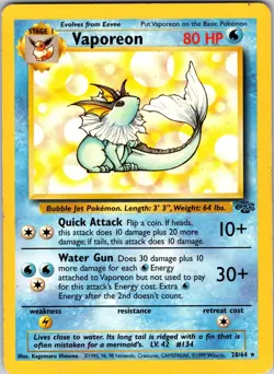 Vaporeon (28) 28/64 Jungle Pokemon MP Unlimited non holo - Image 1