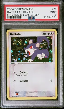 Pokemon Card Rattata 77/112 Reverse Holo Fire Red & Leaf Green PSA 9 MINT - Image 1