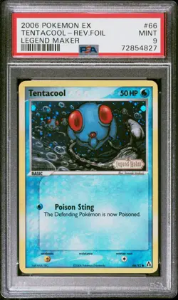 Pokemon Card Tentacool 66/92 Reverse Holo Legend Maker PSA 9 MINT - Image 1