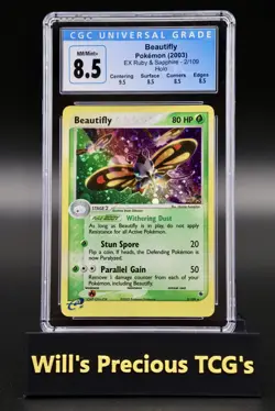 CGC 8.5 Beautifly 2/109 EX Ruby & Sapphire 2003 Holo Pokemon Card E Series - Image 1