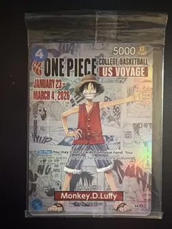 One Piece Monkey D. Luffy US Voyage College Basketball Promo Card (Sealed - New) - Image 1