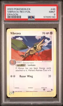 PSA 9 MINT Vibrava 46/97 REVERSE HOLO Ex Dragon Pokemon Card 947 - Image 1