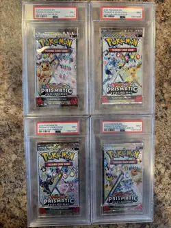 Pokemon Scarlet & Violet Prismatic Evolutions SEALED Booster Pack PSA 9 Set - Image 1