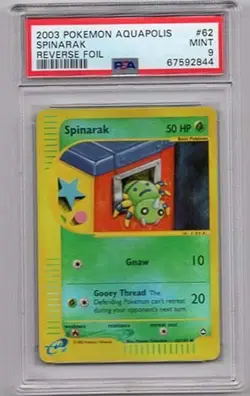 SPINARAK #62 REVERSE HOLO POKEMON AQUAPOLIS PSA #67592844 GRADED MINT 9 2003 - Image 1