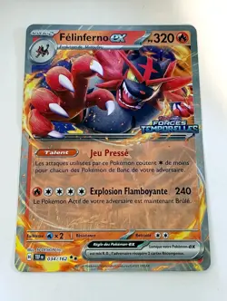 POKEMON CARD JUMBO TEMPORAL FORCES FELINFERNO EX 034/162 PROMO STAMP NEW - Image 1