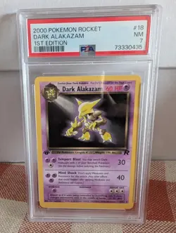 2000 Pokemon Team Rocket Dark Alakazam 1st Edition Non Holo #18/82 - PSA 7 - Image 1