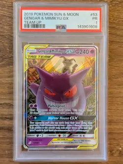2019 Pokemon SM Sun Moon Team Up PSA 1 Gengar & Mimikyu GX #53 Tag FA Holo - Image 1