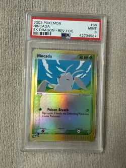 Pokemon 2003 EX Dragon Nincada 66/97 Reverse Holo Common PSA 9 - Image 1