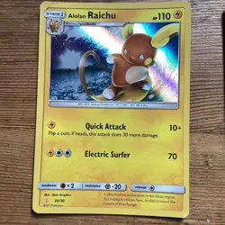 Alolan Raichu 30/30 Holo Sun & Moon Pokemon Card - Image 1