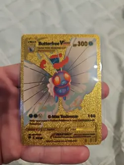 Butterfree Vmax Gold Foil Fan Art Vinyl Collector Pokemon Card - Image 1