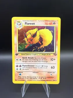 1st Edition Holo Flareon Card - Ungraded LP- Jungle 3/64 - Wizards WOTC 1999 - Image 1