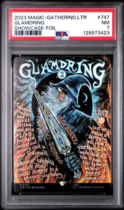 2023 MTG TALES OF MIDDLE-EARTH SHOWCASE #747 GLAMDRING PSA 7 - Image 1
