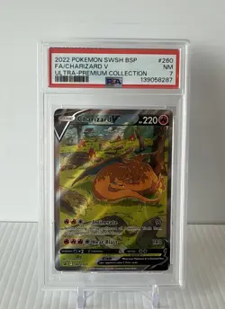 2022 Pokemon Sword & Shield Ultra Premium Collection #260 FA/Charizard V PSA 7 - Image 1
