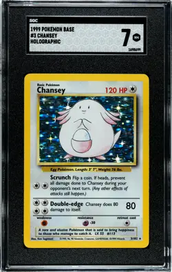 1999 Pokemon Base Set Chansey Holographic 3/102 SGC 7 NM - Image 1