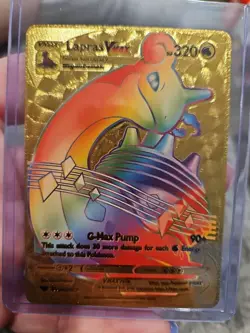 Lapras VMAX Rainbow Gold Foil Fan Art Vinyl Collector Pokemon Card 203/203 - Image 1
