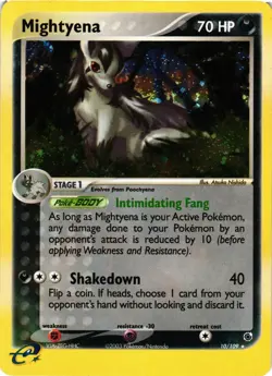 Pokemon TCG Ex Ruby & Sapphire Mightyena Holo Rare 10/109 LP - Image 1