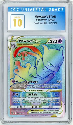 Pokemon Mewtwo Vstar #079 Pokemon GO Rainbow CGC Pristine 10 - Image 1