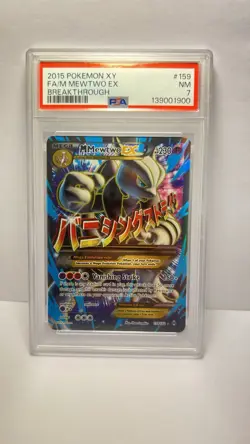 Pokemon M Mewtwo EX Full Art Ultra Rare Holo 159/162 Breakthrough 2015 PSA 7 - Image 1