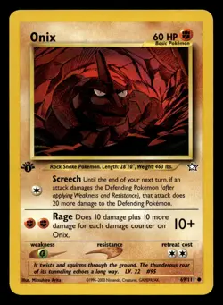 Onix 69/111 Common Neo Genesis 1st Edition WOTC Pokemon LP - Image 1