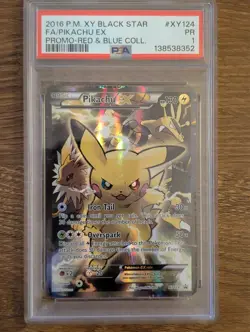 2016 Pokemon Red Blue Collection PSA 1 Pikachu EX Holo #XY124 Black Star Promo - Image 1
