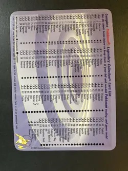 2002 Pokemon Legendary Collection Reverse Holo Charizard JUMBO TOPPER CHECKLIST - Image 2