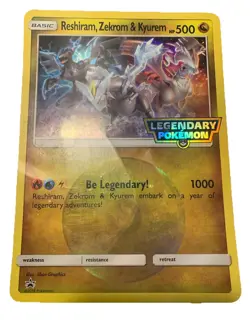 2018 Legendary Pokemon Reshiram, Zerkrom & Kyurem Promo Holo Card Jumbo HP - Image 1