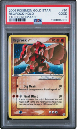 2006 POKEMON EX LEGEND MAKER GOLD STAR #91 REGIROCK-HOLO PSA 2 - Image 1
