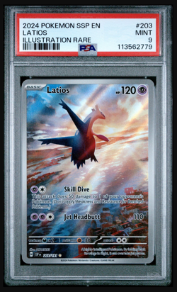 POKEMON 2024 SURGING SPARKS LATIOS ILLUSTRATION RARE 203 PSA 9 - Image 1