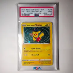 2020 POKEMON SWSH BLACK STAR PROMO #074 SPECIAL DELIVERY PIKACHU-HOLO PSA 9 - Image 1
