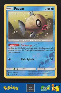 2018 Pokemon SM Dragon Majesty 28/70 Feebas Reverse - Image 1