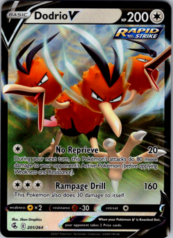 Dodrio V - 201/264 - Pokemon Fusion Strike Sword & Shield Ultra Rare Card NM - Image 1