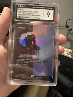 Ponder, Borderless Mythic Foil MAR Marvel Spider-Man, Magic, MTG CGC 9 Mint 🔥 - Image 1