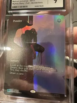 Ponder, Borderless Mythic Foil MAR Marvel Spider-Man, Magic, MTG CGC 9 Mint 🔥 - Image 3