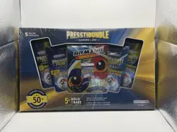 NEW Presstine PresstiBundle Pokemon Cards 5 Packs 50+ Cards 5+ Holo or Rare - Image 1
