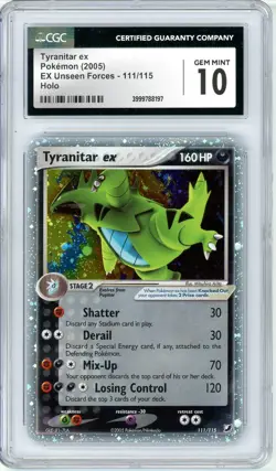 Pokemon Tyranitar EX #111 EX Unseen Forces CGC 10 Gem Mint - Image 1