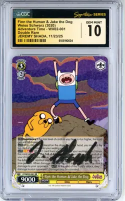CGC GEM MINT 10 Signed Jeremy Shada Finn the Human & Jake the Dog WX02-001 2020 - Image 1