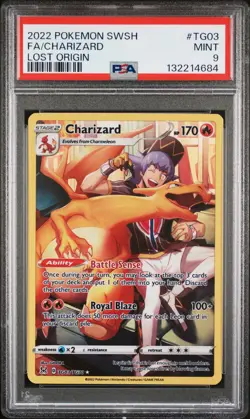 2022 POKEMON SWORD & SHIELD LOST ORIGIN #TG03 FULL ART/CHARIZARD PSA 9 - Image 1