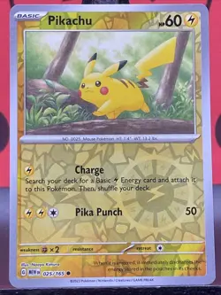 Pikachu 025/165 Sv: Scarlet & Violet 151 Pokemon TCG Reverse Holo Common 2023 NM - Image 3