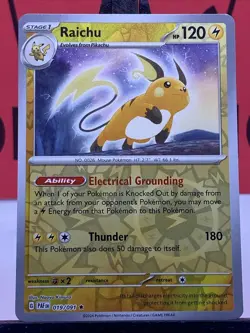 Raichu 019/091 SV: Paldean Fates Pokemon TCG Reverse Holo Rare 2024 NM - Image 3