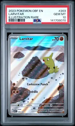 2023 POKEMON OBF EN-OBSIDIAN FLAMES ILLUSTRATION RARE #203 LARVITAR PSA 10 - Image 1