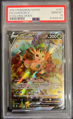 Pokemon FA/Leafeon V Evolving Skies PSA 10 Gem Mint #167 - Image 1